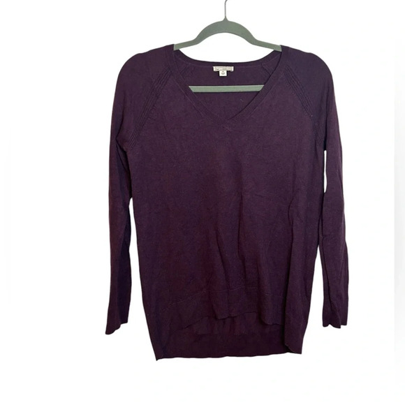 Gap Plum Purple Bella V-Neck Merino Wool Blend Sweater - Picture 1 of 5